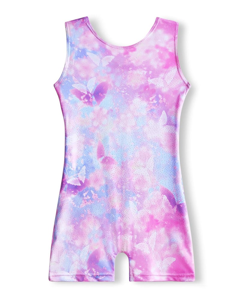 MYQFF 8t 9t Gymnastics Leotard for Girls Dance Ballet Leotards for Kids Teens Biketards Tumbling Hip Hop Dance Outfits for Competition Training Performances Pink Purple Butterfly - Image 1